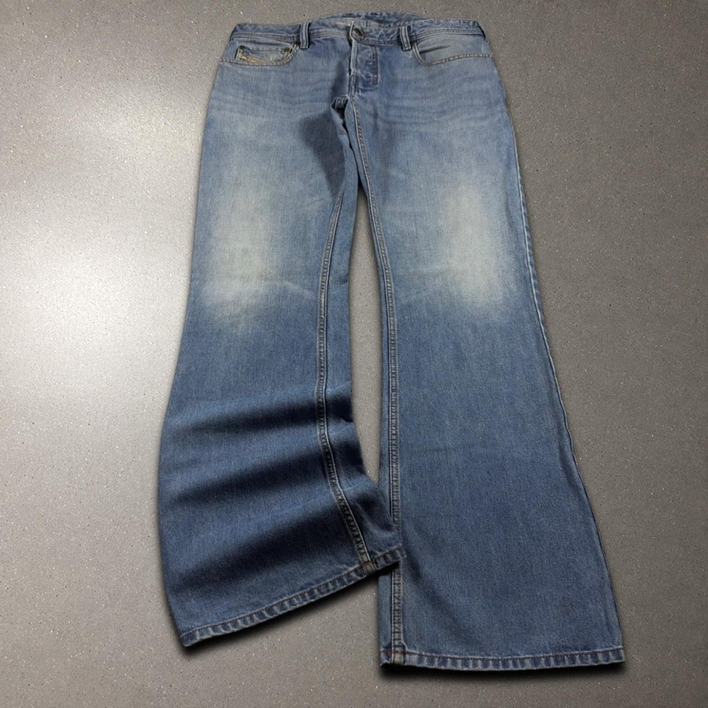 Diesel Zathan Jeans Mens 35x33.5 Blue Y2K Baggy Bootcut Denim